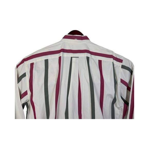 Faconnable Men's XXL 2XL White Stripe Embroidered Crest Button Up Academia - Picture 7 of 15